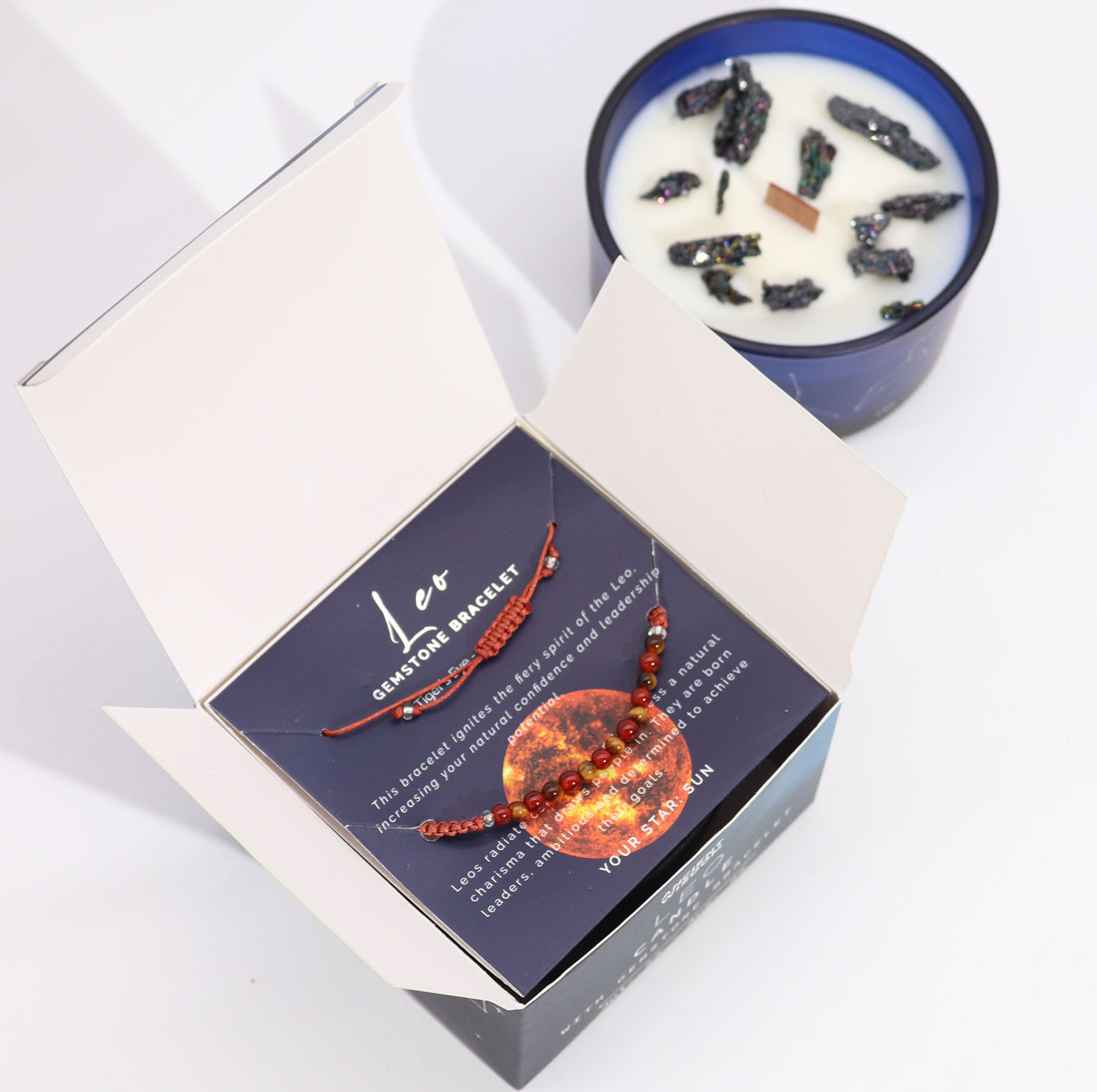 ♌ Vela de Leo — Ojo de tigre y Cornalina