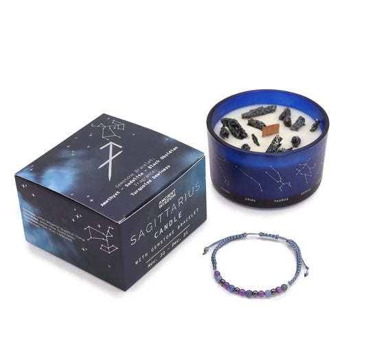 ♐ Vela de Sagitario — Amatista, Sodalita y Obsidiana