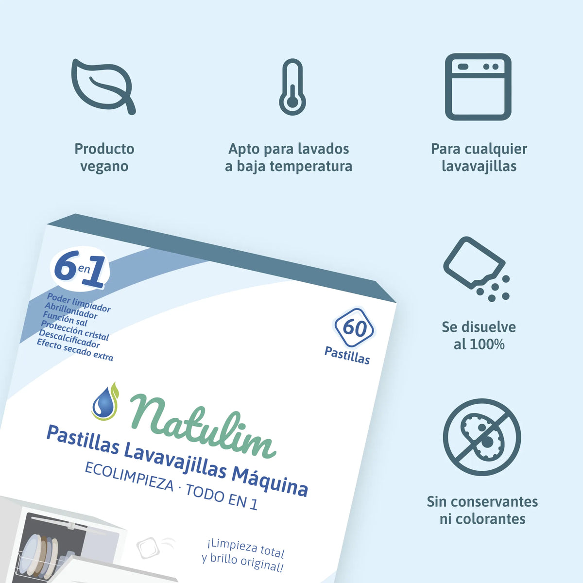 Eco Pastillas Lavavajillas 6 en 1 - 60 Lavados