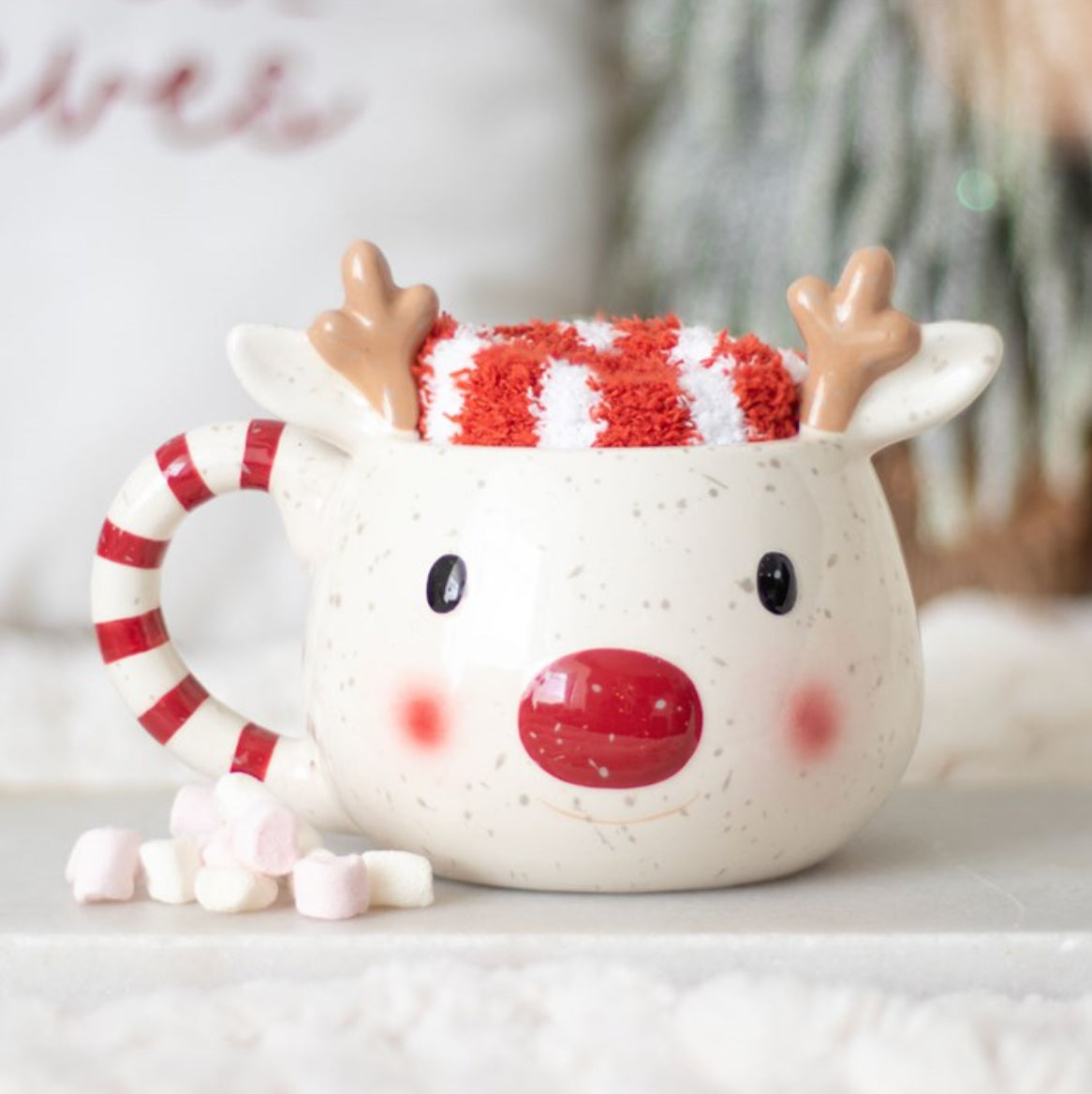 Taza Rudolph blanco con Calcetines ❤️